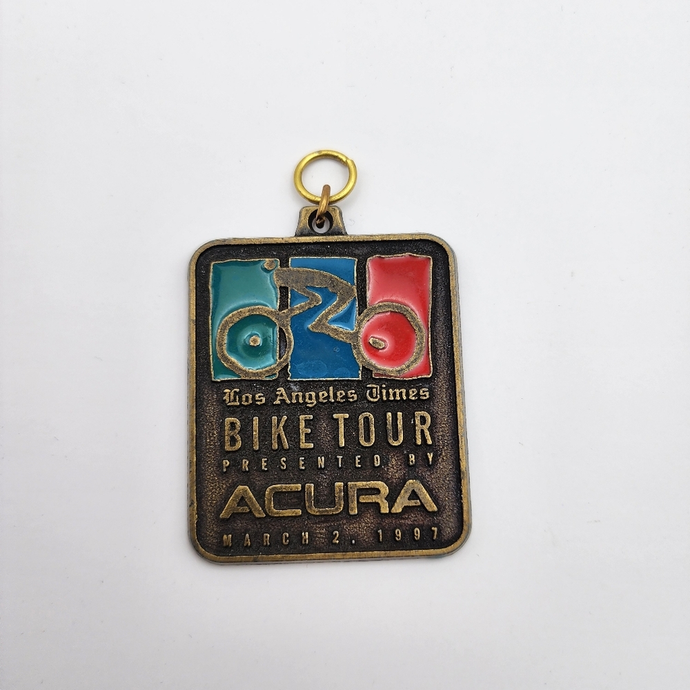 Vintage LA Times Bike Tour Acura 97' Bronze Enamel Metal Souvenir